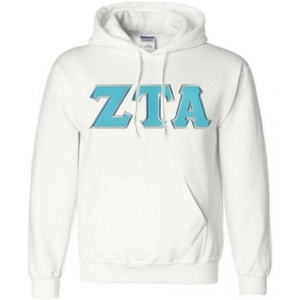 Greekgear Zeta Tau Alpha Lettered Hooded Sweatshirt(White)