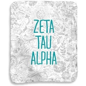 Greekgear Zeta Tau Alpha ZTA Floral Sherpa Lap Blanket