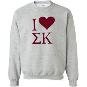 I Love Sigma Kappa Crewneck Sweatshirt(Light Grey)