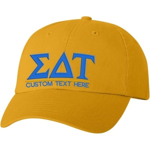 Personalized Sigma Delta Tau Greek Line Hat(Gold)