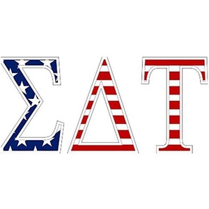 Sigma Delta Tau American Flag Greek Letter Sticker – 2.5″ Tall