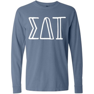 Sigma Delta Tau Greek Long Sleeve T-Shirt(Washed Denim)