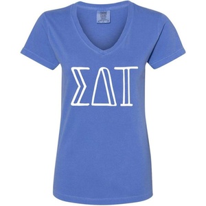 Sigma Delta Tau V-Neck T-Shirt(Flo Blue)