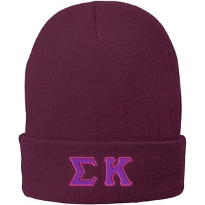 Sigma Kappa Big Greek Lettered Knit Cap(Maroon)