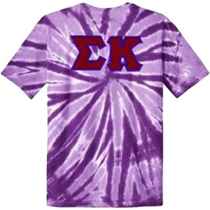 Sigma Kappa Lettered Tie-Dye T-Shirts(Purple)