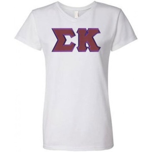 Sigma Kappa Lettered V Neck Tee(Bright White)