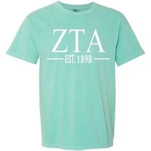 Zeta Tau Alpha Custom Greek Lettered Short Sleeve T-Shirt(Chalky Mint)