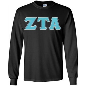 Zeta Tau Alpha Lettered Long Sleeve Tee(Black)
