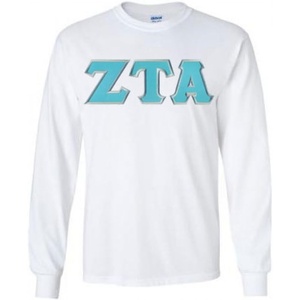 Zeta Tau Alpha Lettered Long Sleeve Tee(White)