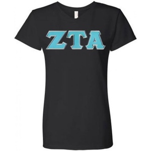 Zeta Tau Alpha Lettered V Neck Tee(Jet Black)