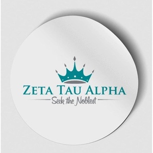 Zeta Tau Alpha Logo Round Decal Teal(White)