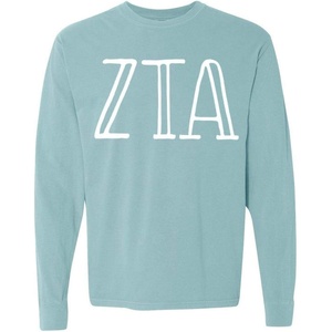 Zeta Tau Alpha ZTA Greek Long Sleeve T-Shirt(Chambray)