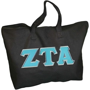 Zeta Tau Alpha ZTA Lettered Tote Bag(Black)