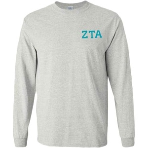 Zeta Tau Alpha ZTA World Famous Crest Long Sleeve T-Shirt(Light Grey)