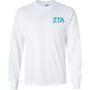 Zeta Tau Alpha ZTA World Famous Crest Long Sleeve T-Shirt(White)