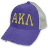 Alpha Kappa Lambda Distressed Trucker Hat Purple/Tan