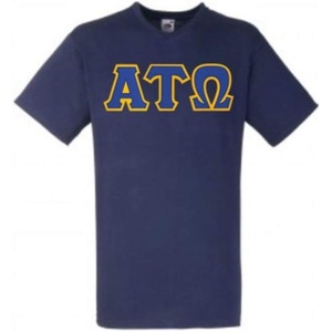 Greekgear Alpha Tau Omega ATO Lettered V-Neck T-Shirt(Navy Blue)