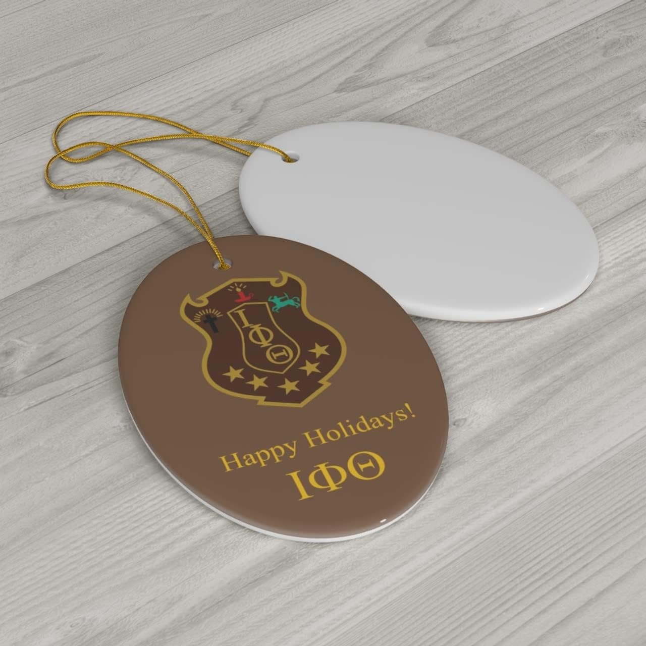 image:imageIota Phi Theta Holiday Crest Oval Ornaments
