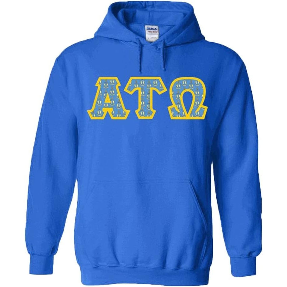image:imageAlpha Tau Omega ATO Fraternity Crest Twill Letter Hooded SweatshirtRoyal Blue