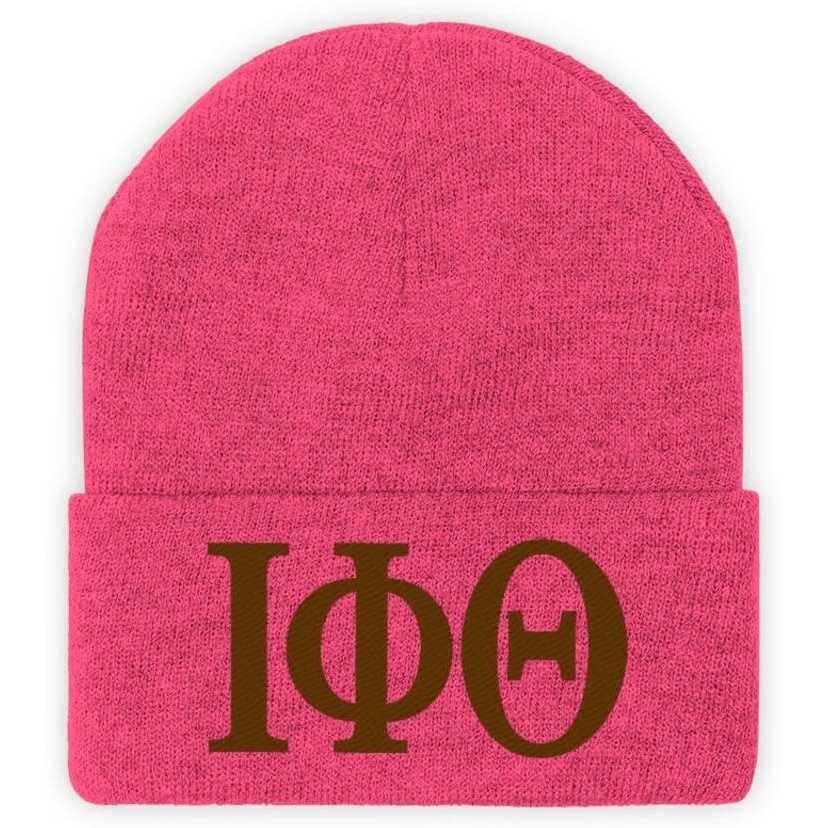 image:imageGreekgear Iota Phi Theta Lettered Knit BeanieNeon Pink