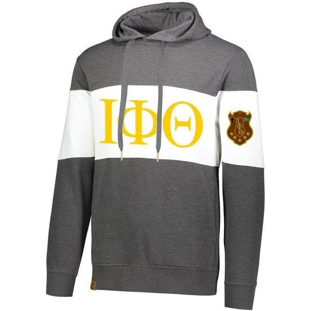 image:imageIota Phi Theta Ivy League Hoodie W Crest On Left SleeveCarbon HeatherWhite
