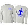 Alpha Tau Omega World Famous Crest Long Sleeve T-Shirt(Light Grey)