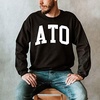 Greekgear Men’s Alpha Tau Omega ATO BIG TEXT Crewneck Sweatshirt Black(Black)