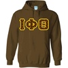 Greekgear Iota Phi Theta Fraternity Crest Twill Letter Hooded Sweatshirt(Brown)