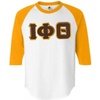 Greekgear Iota Phi Theta Lettered Raglan T-Shirt(White W/Gold)