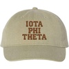 Greekgear Iota Phi Theta Pigment Dyed Baseball Cap(Khaki W/Vegas Gold Thread Color)