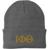 Iota Phi Theta Greek Letter Knit Cap(Dark Grey W/Vegas Gold Thread Color)