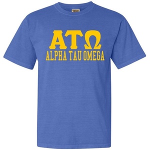Alpha Tau Omega ATO Greek Heavyweight T-Shirt(Mystic Blue)