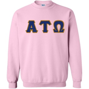 Greekgear Alpha Tau Omega Lettered Crewneck(Light Pink)