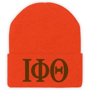 Greekgear Iota Phi Theta Lettered Knit Beanie(Athletic Orange)