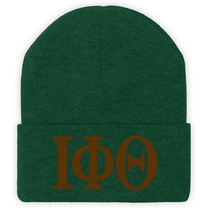 Greekgear Iota Phi Theta Lettered Knit Beanie(Hunter Green)