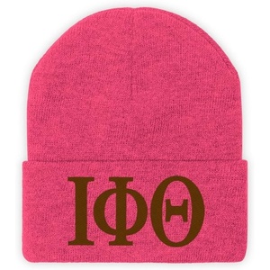 Greekgear Iota Phi Theta Lettered Knit Beanie(Neon Pink)