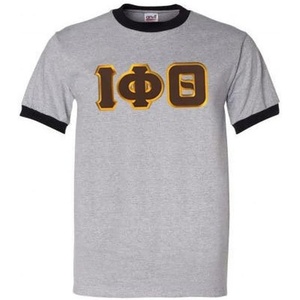 Greekgear Iota Phi Theta Lettered Ringer Shirt(Athletic Heather/Black)