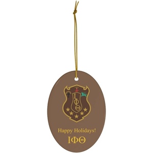 Iota Phi Theta Holiday Crest Oval Ornaments