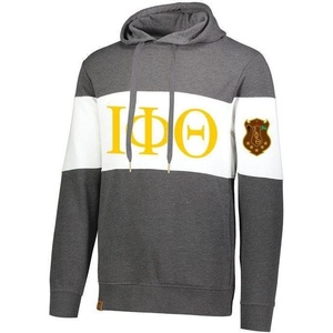 Iota Phi Theta Ivy League Hoodie W Crest On Left Sleeve(Carbon Heather/White)