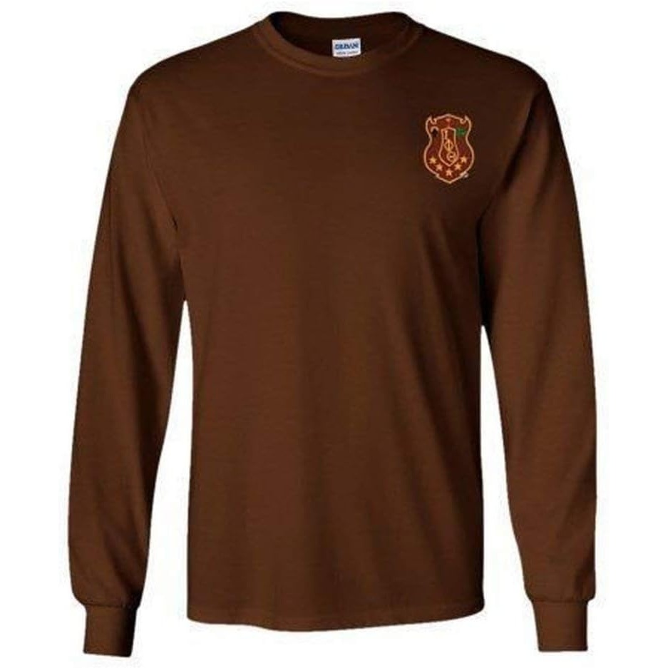 image:imageIota Phi Theta Fraternity Crest Shield Longsleeve TeeDark Chocolate