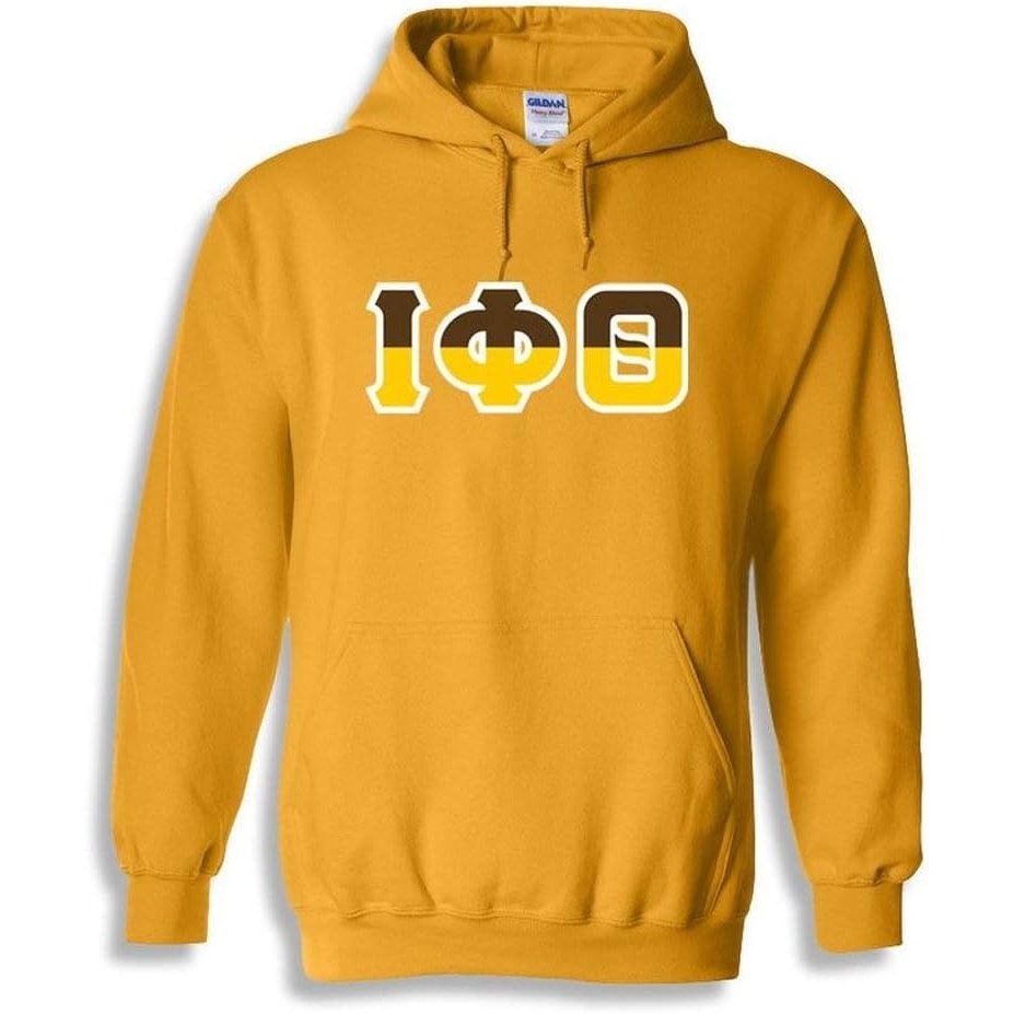 image:imageIota Phi Theta Two Tone Greek Lettered Hooded SweatshirtAthletic Gold