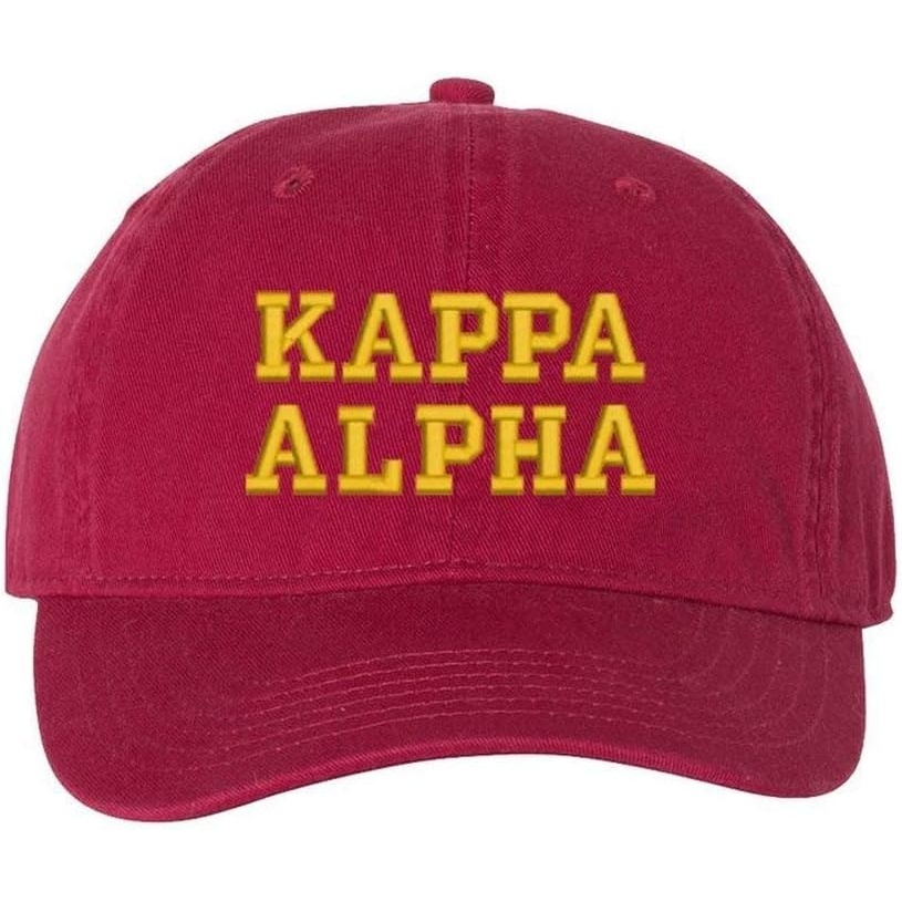 image:imageKappa Alpha Pigment Dyed Baseball CapBrick WLight Gold Thread Color