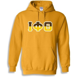 Iota Phi Theta Two Tone Greek Lettered Hooded Sweatshirt(Athletic Gold)