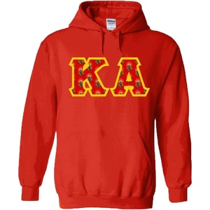 Kappa Alpha Fraternity Crest Twill Letter Hooded Sweatshirt(Red)