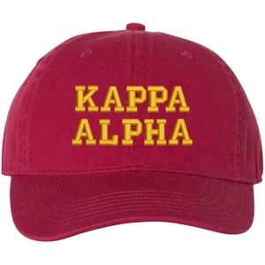 Kappa Alpha Pigment Dyed Baseball Cap(Brick W/Light Gold Thread Color)