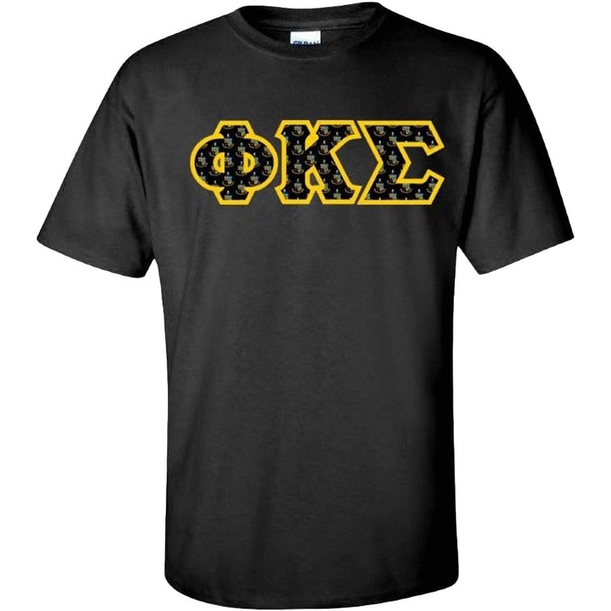image:imagePhi Kappa Sigma Fraternity Crest Twill Letter TeeBlack