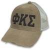 Phi Kappa Sigma Distressed Trucker Hat Khaki/Tan