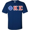 Phi Kappa Sigma Greek Letter American Flag Tee(Royal Blue)
