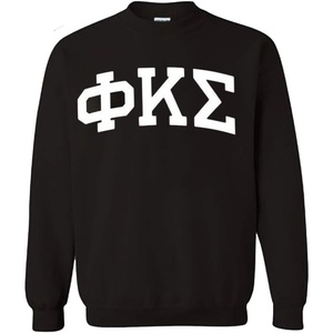 Phi Kappa Sigma Arched Greek Letter Crewneck Sweatshirt Black(Black)