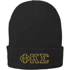 Phi Kappa Sigma Big Greek Lettered Knit Cap Black